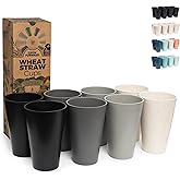 Grow Forward Premium Wheat Straw Cups - 20 oz Unbreakable BPA Free Hard Plastic Cups - Reusable Lightweight Plastic Drinking Glasses for Kitchen, Outdoor, Water, Camping, RV - Moonlight