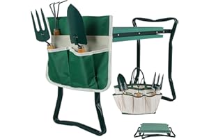 Wodesid Garden Kneeler and Seat Bench Foldable Stools with Tool Pouches and Storage Bag, EVA Foam Pad Protects Your Knees Outdoor Portable Kneeler for Gardening 330 lb Large Loading Capacity