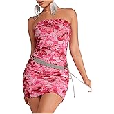 SOLY HUX Women's Split Hem Tube Bodycon Dress Strapless Sleeveless Mini Dresses