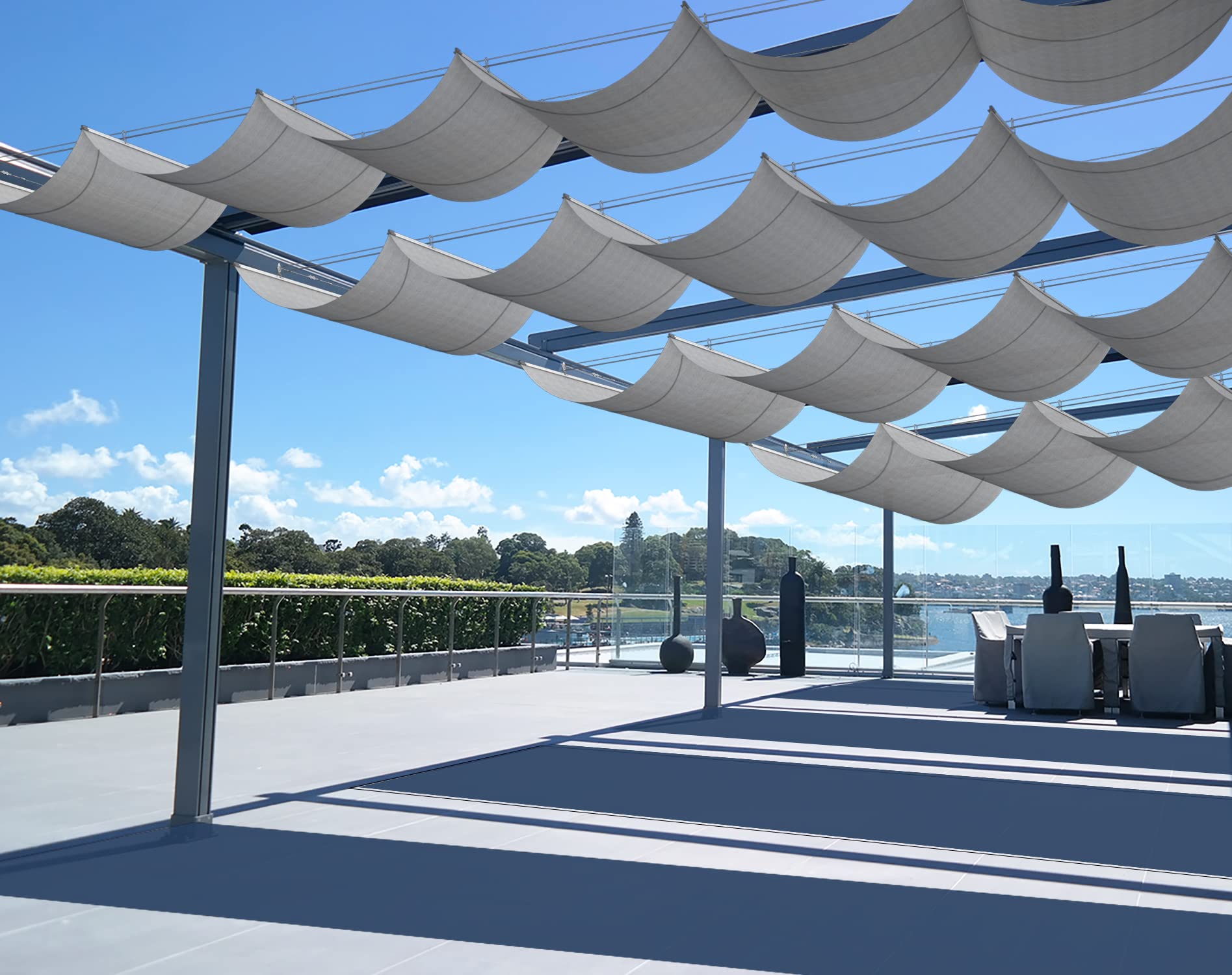 SunnyRoyal Light Grey 4'x33' Retractable Pergola