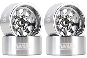 INJORA 1.0 Beadlock Wheel Stamped Steel Beadlock Deep Dish 1.0" Wheels for Axial SCX24 Gladiator Deadbolt Bronco C10 JLU Upgrade Parts(Silver)