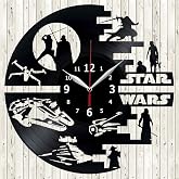 Star Wall Clock Art Home Wars Decor Vinyl Record Wall Clock Death Star Uniquely Design Jedi Clock Gifts Room Decoration Kichen Livingroom and Office
