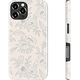 MERRO for iPhone 16 Pro Case - Wireless Charging Compatible - Dual-Layer Hard Shell & Silicone Cover - Protective Phone Case with Cute Wildflower Designs for Women - Floral Grace