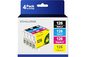 ECHALLENGE Remanufactured 126 Ink Cartridges Replacement for Epson 126 T126 Ink Cartridge for Epson WF-3520 WF-3530 WF-3540 Workforce 435 520 545 635 645 WF-7010 WF-7510 WF-7520 NX430 NX330 (4 Pack)