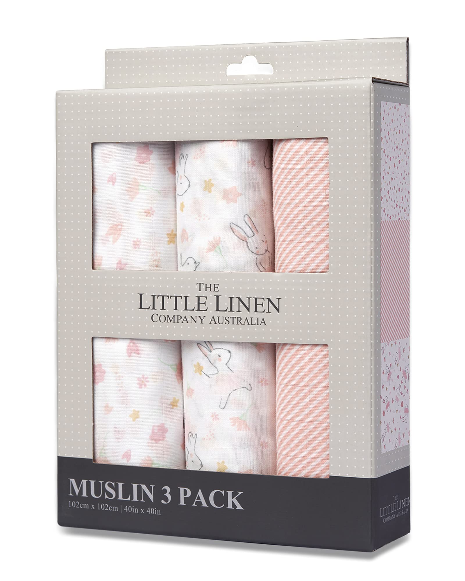 The Little Linen Company Muslin Baby Wrap 3Pk - Ballerina Bunny
