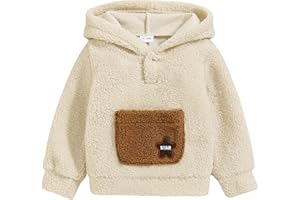 Coco&RARA Toddler Baby Boy Girl Fleece Sweatshirt Baby Long Sleeve Hooded Embroidery Tops Fall Winter Clothes
