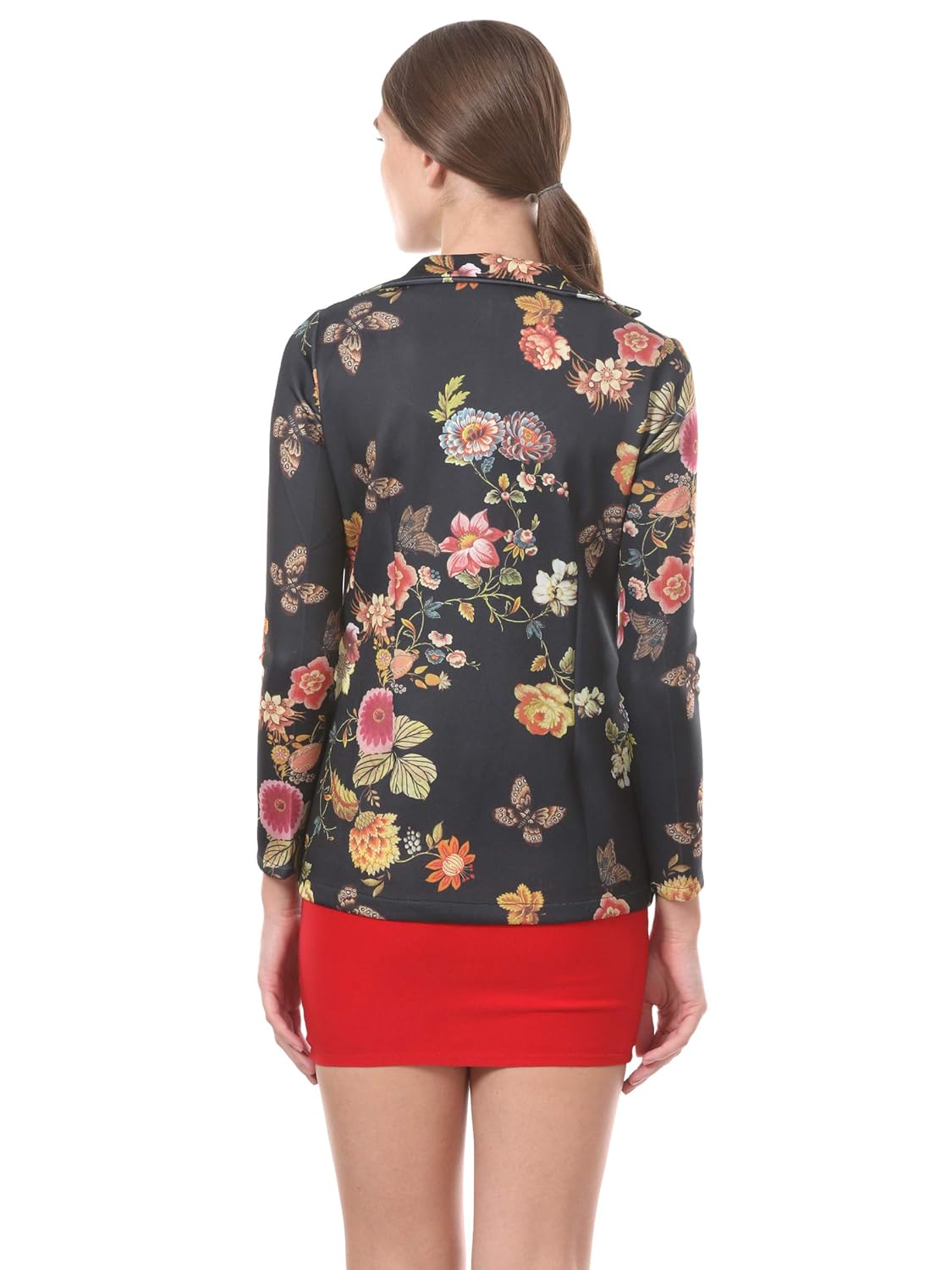 saadgi women's scuba floral printed blazer (blue, xx-large)