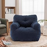 Recaceik Bean Bag Chairs, Tufted Soft Stuffed Bean Bag Chair with Filler, Fluffy Lazy Sofa, Imperial Lounger Giant Bean Bag Chair for Bedroom, Living Room, Blue, Large