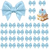 Jacriah Baby Blue Twist Tie Bows for Treat Bags, 30 Pack 3.5 Inch Premade Satin Ribbon Bows for Gift Wrapping Crafts Party Decoration Wedding Favors Bridal Shower Christmas Tree Decor Cake Pops Candy