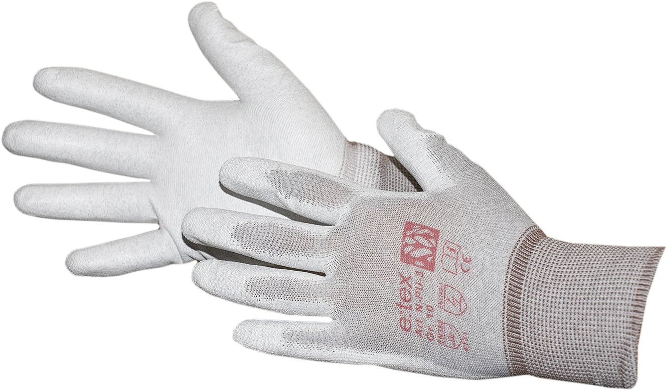 JAH Lightweight Cotton Gloves - fine Tactile Feel for Quality Control Assembly & Packaging, Gray, 8
