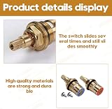 Eophmi Ceramic Tap Cartridge 1/4 Turn 2 Pcs Replacement Brass Golden view 3