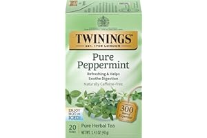 Twinings Pure Peppermint Individually Wrapped Tea Bags, 20 Count (Pack of 1), Fresh Minty Flavour, Naturally Caffeine Free, Enjoy Hot or Iced