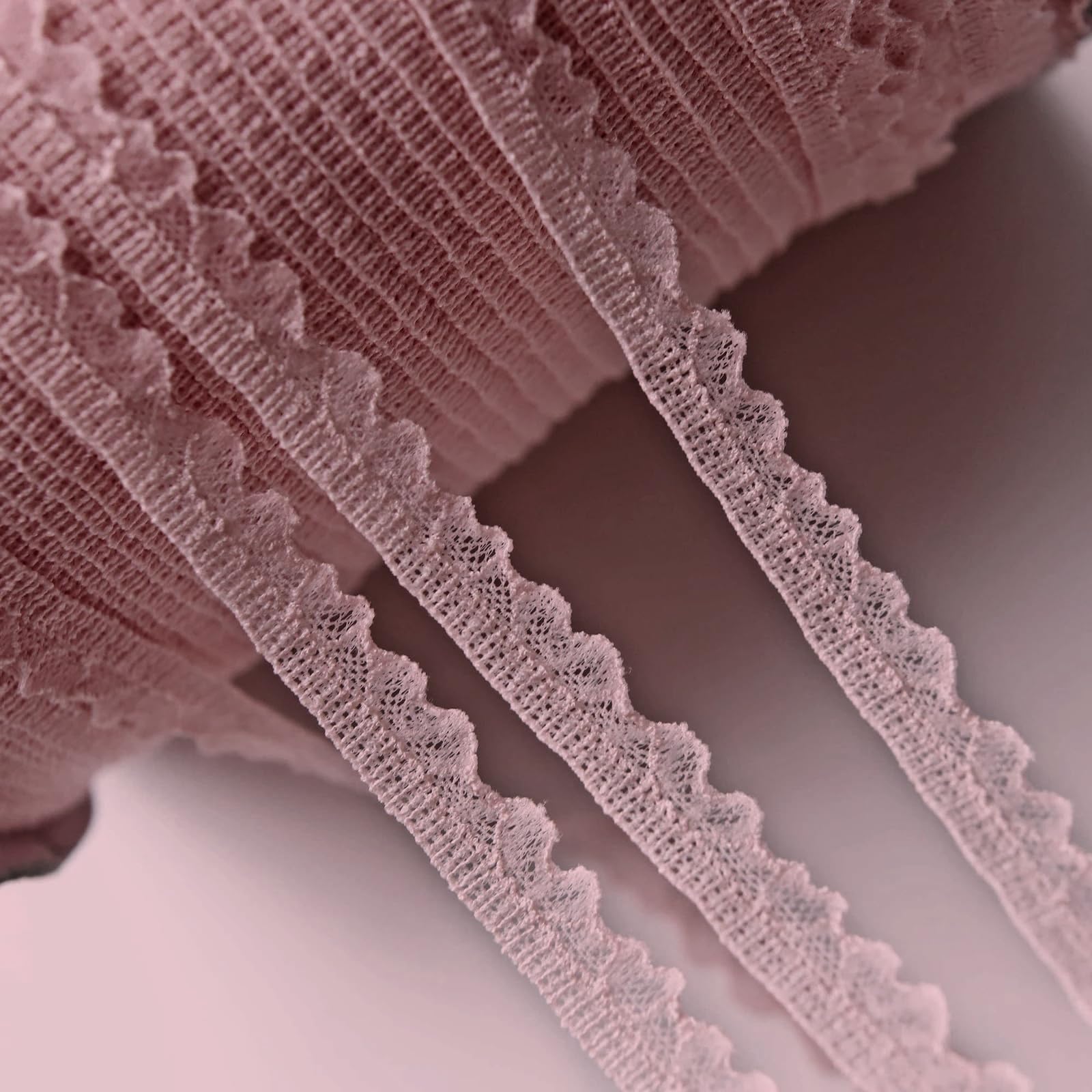 Photo 1 of 12mm/0.5" Spandex Stretch Lace Trim, Doll Sewing Lace Trim, Soft and Feels Good, in 3 Colors, Sewing Craft Supplies (2 Yards) (Pink Purple)