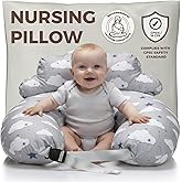 Nursing Pillow – Breastfeeding Pillows with Security Fence for Enhanced Support & Comfort – Removable Cotton Cover, Adjustable Waist Strap, Newborn Essentials Must Haves Baby Registry Search