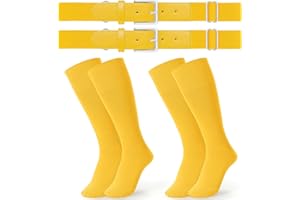 JASGOOD 2 Pack Baseball Socks and Belt Combo Set Softball Socks and Belts Elastic Waist Belt for Youth and Adult Boys