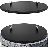Permade Fire Pit Lid Cover Round- 38" Powder Coated Steel Firepit Cover | Rust Resistant Firepit lid with 2 Wooden Handles for Patio Fire Pit, Weatherproof for All Seasons, Fits Fire Pits Up to 36"