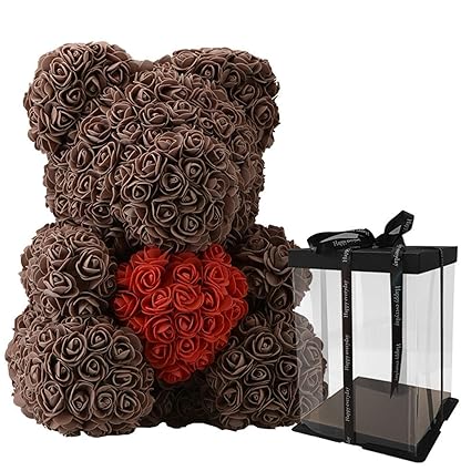 Amazon Com Surprisedresshatglasses Ornament 40cm Bear Of Roses