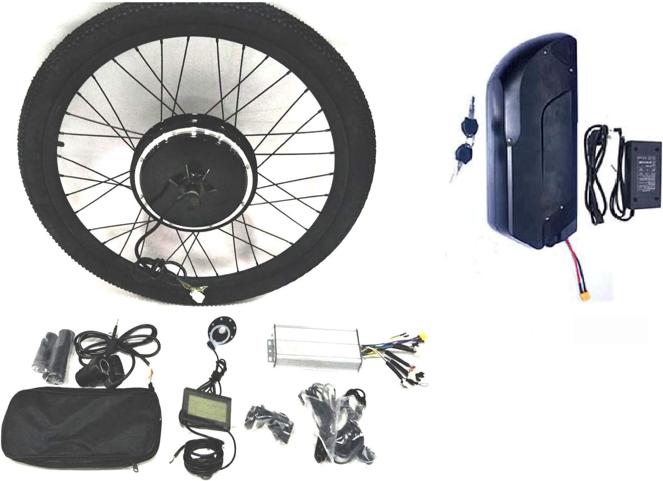 theebikemotor 48V1000W Hub Motor 12AH Panasonic Cell Li-on Battery Powered Electric Bike Conversion Kit + LCD + Tire