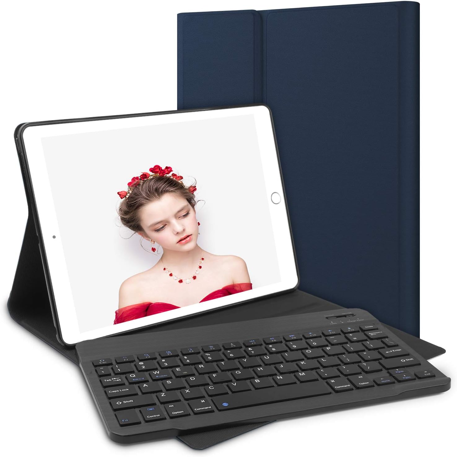 Keyboard Case 9.7 inch with Pencil Holder for iPad 6th Gen / 5th Gen, iPad Pro 9.7inch, iPad Air 2 / iPad Air 1, Detachable Wireless Bluetooth, Smart Folio Leather Cover Bag, Blue