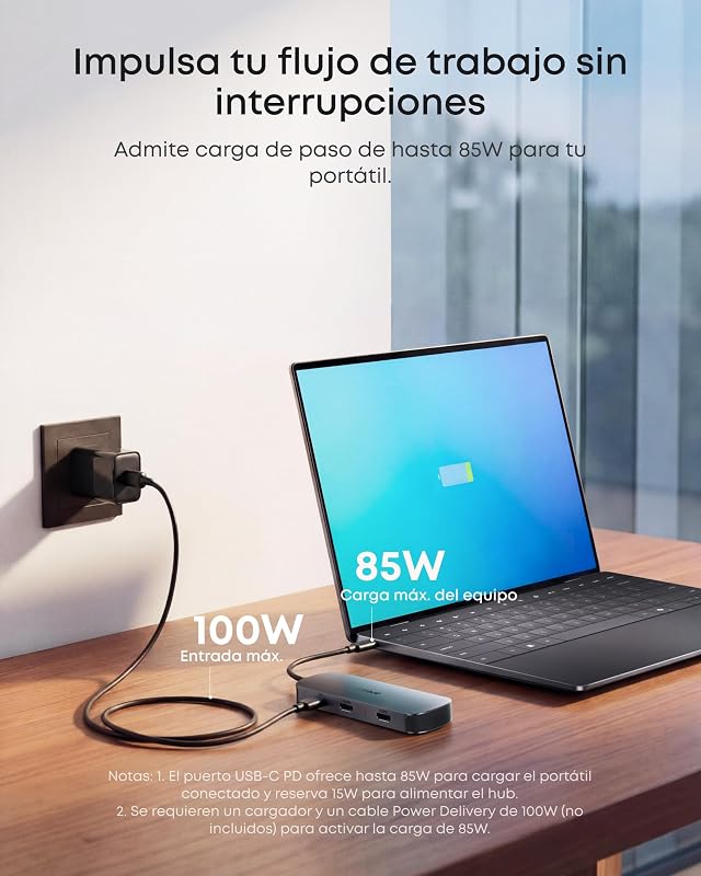 Nano USB C Hub 8 em 1 Multiporta Tipo C
