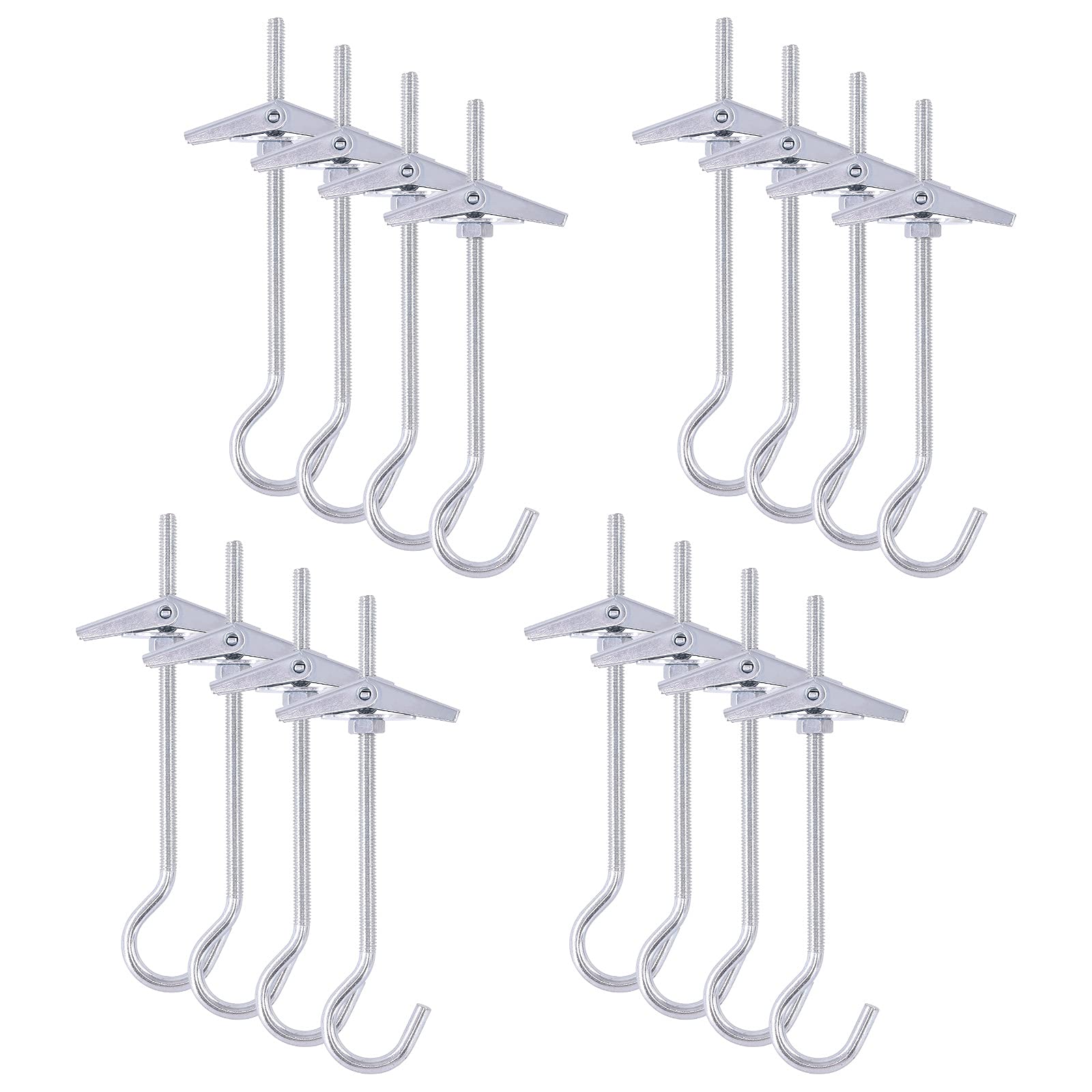 Wokape 64Pcs M4×75 Heavy Duty Carbon Steel Ceiling Hooks Spring Toggle Wing Bolts Wall Fixing Ceiling Hooks Pothook Wall Fixing Anchors Ceiling for Hanging Plants