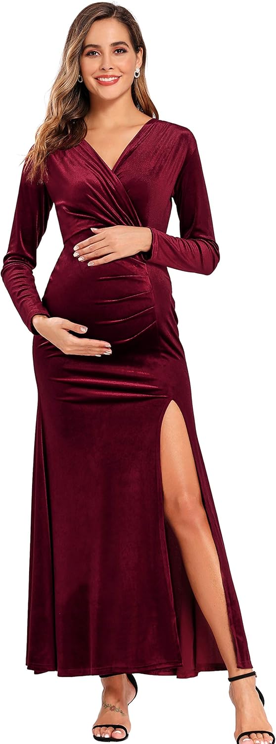 red formal maternity dress