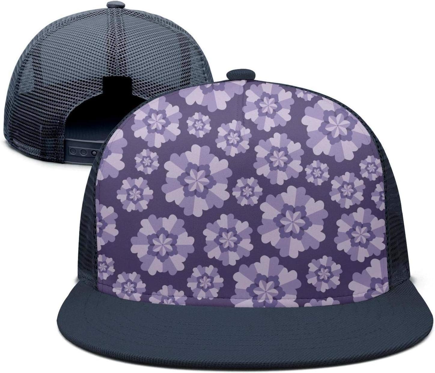 Keppel Teerd Unisex Purple Sacred Mandala Lotus Flower Adjustable Mesh Baseball Hats Rock Hip Hop Flat Cap