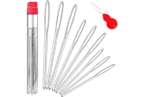 ORRDICE Large-Eye Blunt Needles, Stainless Steel Yarn Knitting Needles, Sewing Needles, Crafting Knitting Weaving Stringing Needles, Perfect for Finishing Off Crochet Projects(9 Pieces)