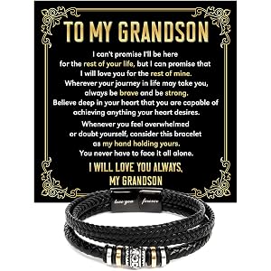 Mapileng To My GrandSon Bracelet – Love You Forever Braided Leather Bracelet, Meaningful GrandSon Gift from Grandpa & Grandma