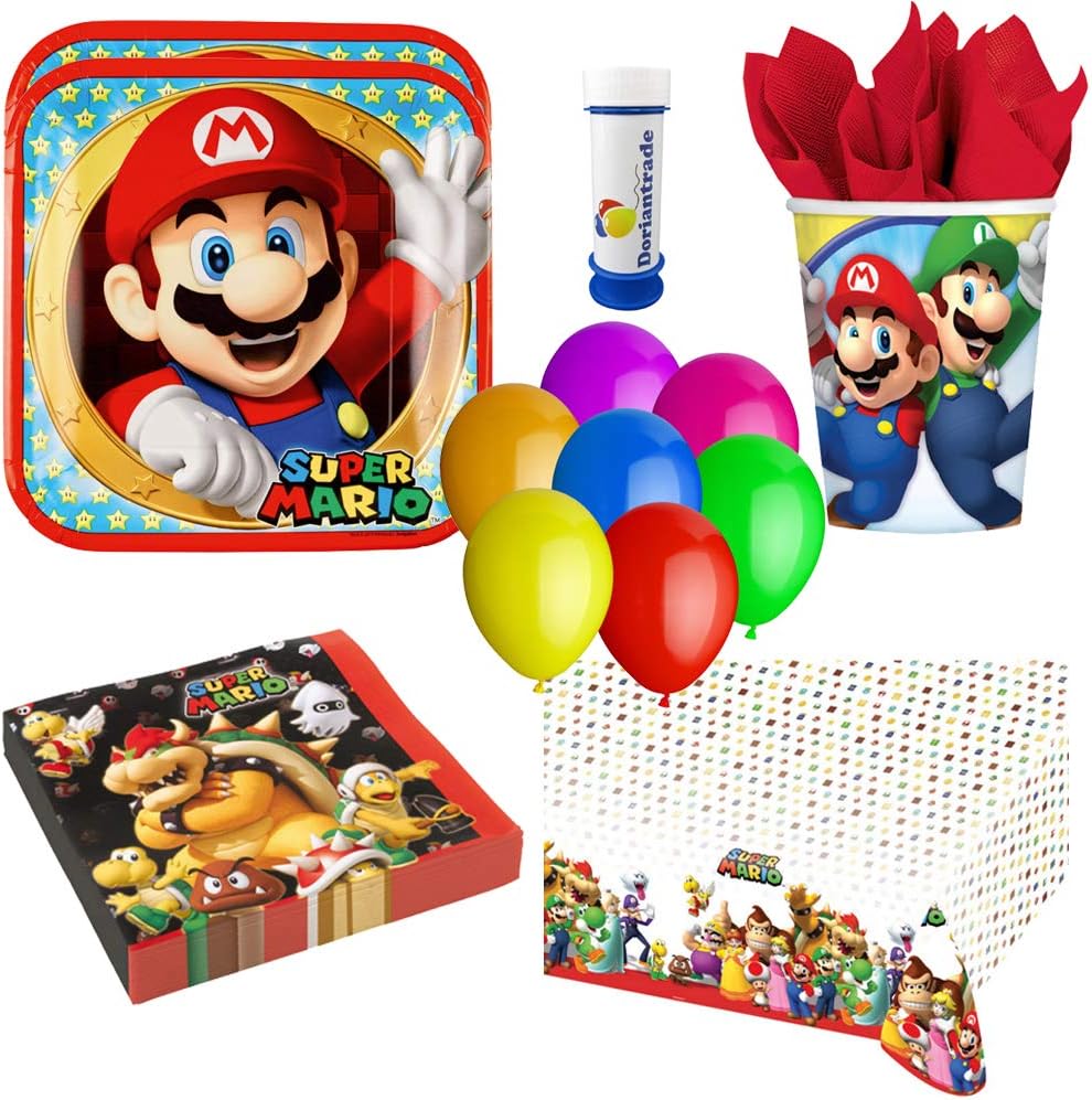 Vaisselle Cuisine Maison Nappe De Serviette Mario Plate Cup Mario Party Supplies Pack De Vaisselle Pour Le Joyeux Anniversaire De Super Mario Bros Brothers 16 Kit