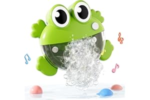 Bath Bubble Machine - One-Button Frog Bath Toy with Suction Cup, Fun Bathtub Toy for Toddlers & Kids, Green
