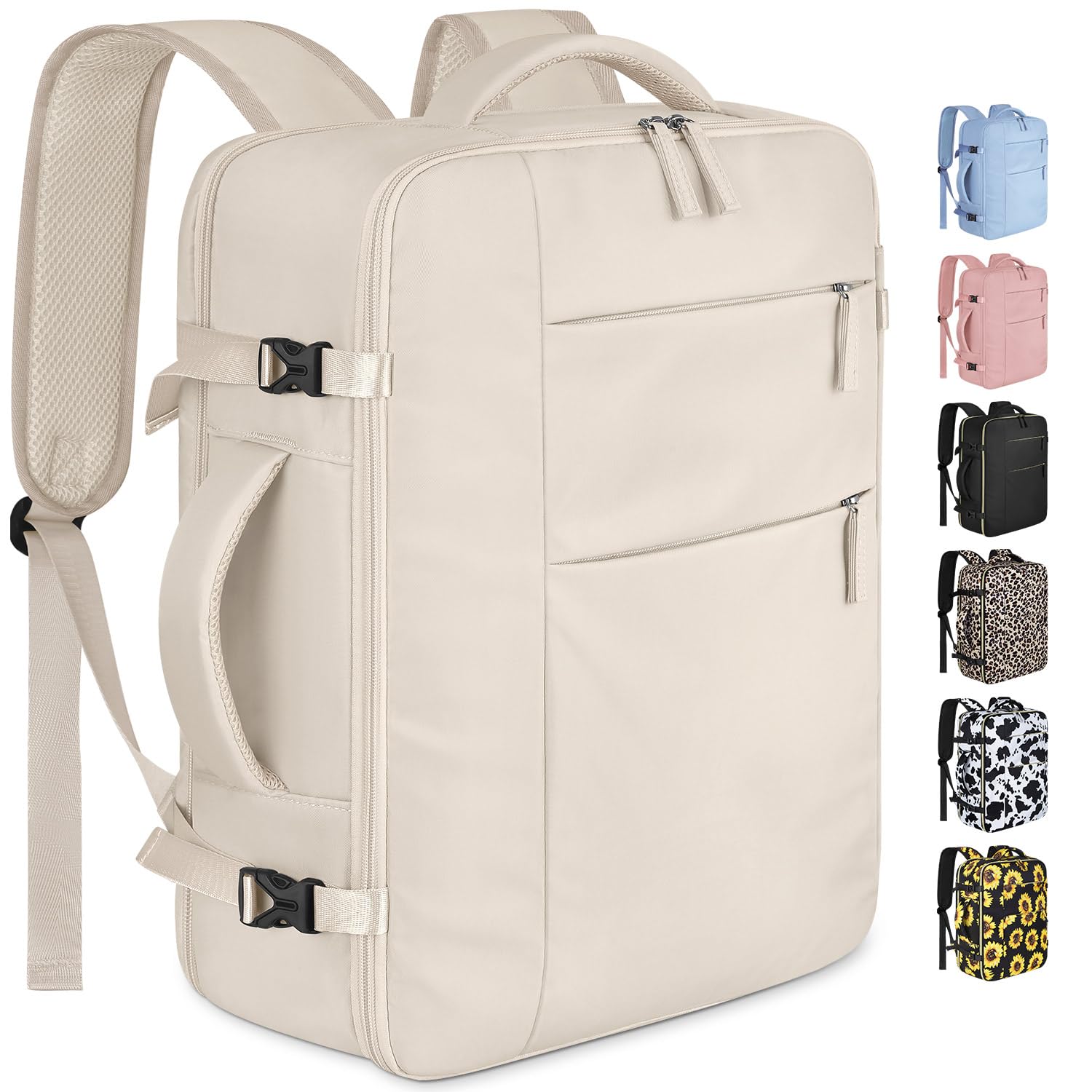 Photo 1 of Capolo Travel Backpack for Women Men Waterproof Laptop Backpack Airlines Approved Carry On Backpack Bag Computer Bookbag for Business, Work, Traveling Fits 15.6 Inch Laptop(Beige)