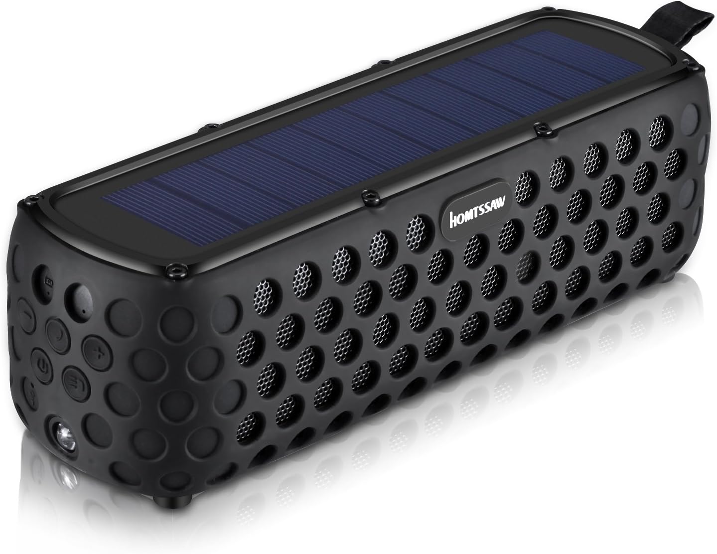 HOMTSSAW Bluetooth Speakers 30-Hour Playing Time Portable Speaker with Splash Proof Solar-Charged Wireless Stereo Bluetooth 4.0 Loudspeaker Splash Shock for All Outdoor Sports (Black)
