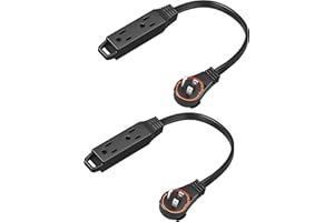 DEWENWILS 1FT 360° Rotating Flat Plug Extension Cord/Wire, 16AWG Multi 3 Outlet Extension Cord, 3 Prong Grounded Wire for Sma