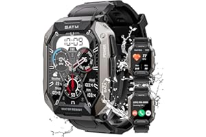 LAOZINIU Military Smart Watches for Men IP68 Waterproof for Swimming, with Answer/Make Calls, 80 Days Extra-Long Battery Outdoor Tactical Smart Fitness Watch, Blood Pressure/Heart Rate Smartwatch for Android