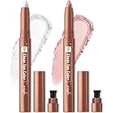 Wugbc 2 Colors Eyeshadow Stick Shimmer Glitter Eye Shadow Pencil Waterproof Eye Brightener Crayon Highlighter Eye Liner Pen Multi-Dimensional Buildable & Blendable High Pigmented Eyes Look Makeup, 1+3
