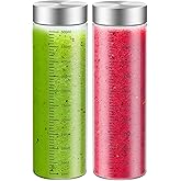 CWHHRN 18 Oz Glass Bottles, 2 Pack Glass Juice Bottles with Lids, BPA Free, Borosilicate Glass, Leak Proof Lids for Juicing, Smoothies, Water Bottles, Food Storage, Shaker Bottles