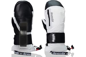 devembr Ski Mittens with Wrist Guards, Waterproof Snowboarding Mittens (S/M/L)
