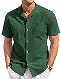 COOFANDY Mens Button Down Short Sleeve Shirts Linen