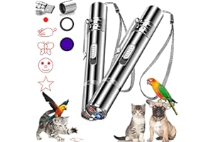 JMMTAAG Cat Laser Toy, Red Dot LED Light Pointer Interactive Toys Indoor Cats DogsLaser, Long Range 5 Modes Laser Projection Playpen for Kitten Outdoor Pet Chaser Stick Training Exercise,USB Recharge2Pcs