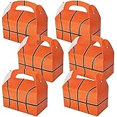 ArtCreativity Basketball Party Favors Goodie Gift Bags for Candy, Cookies, and Sports Themed Party Favor Boxes, Pack of 12 Cute Team Cardboard Box Basketball Treat Bag with Handles