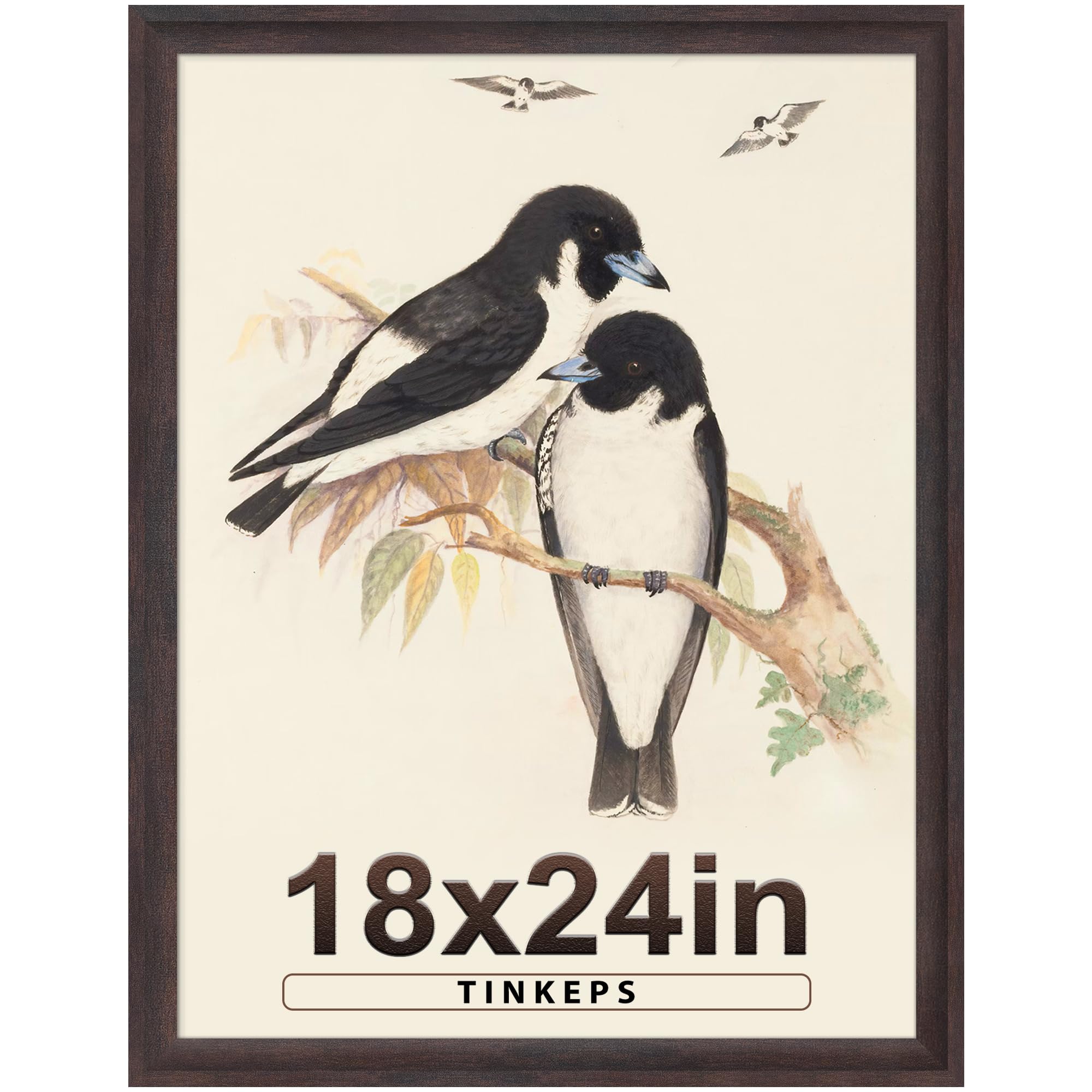 Tinkeps 18x24 Frame Walnut Brown with Elegant Concave Design – Large 18 x 24 Poster Frame for Wall, Home, Office & Gallery Display