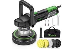 Ginour Buffer Polisher, 6 inch 900W Dual Action Buffer for Car Detailing, Variable Speed Random Orbital Car Buffer with 2 Handles, 5 Buffer Polisher Pads (Number of Items 13)