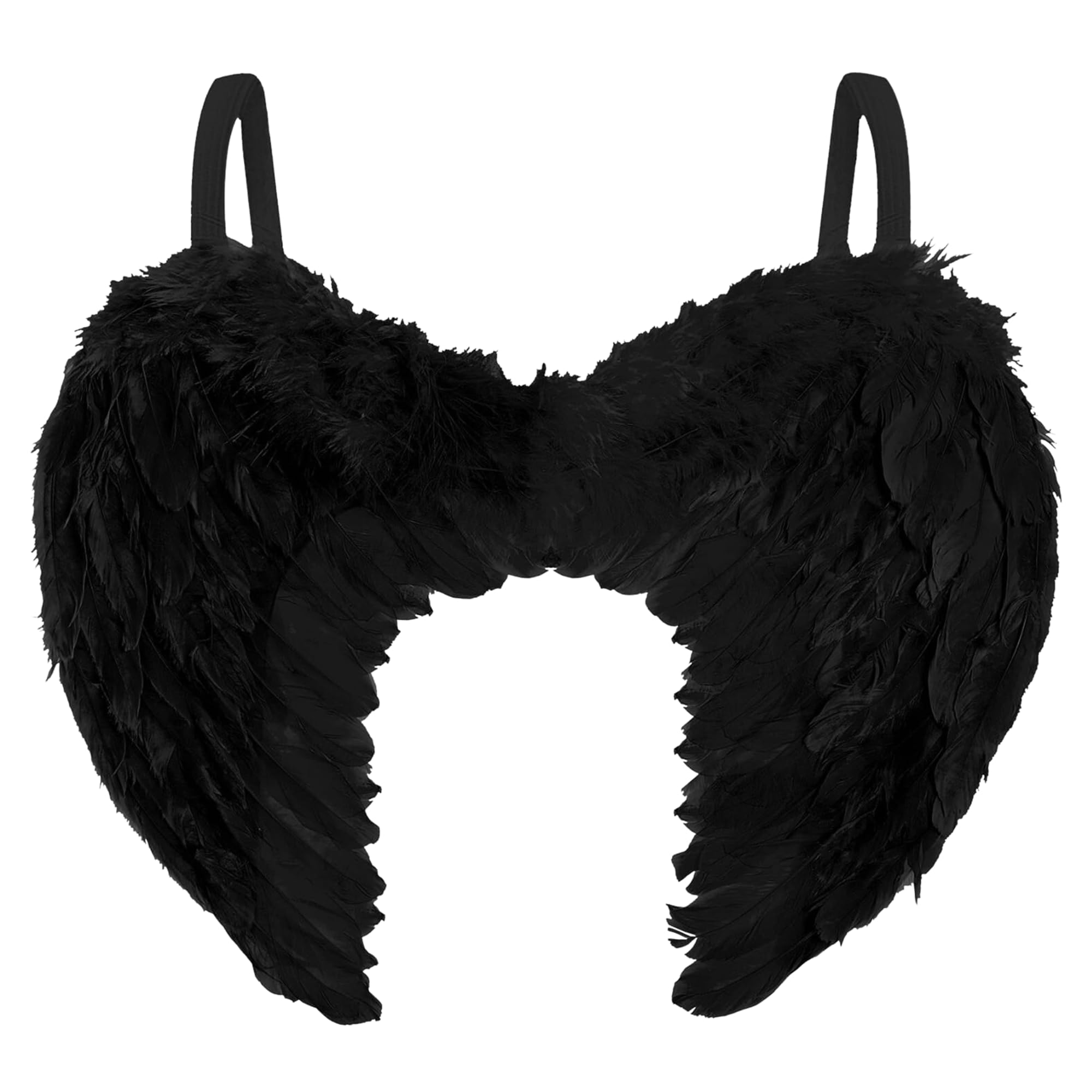 Moonlight Fright Womens Black Angel Wings of Darkness - Feather Black Wings for Dark Angel Halloween Costumes for Women - Ladies Devil Accessories or Dark Fairy Halloween Fancy Dress Accessories