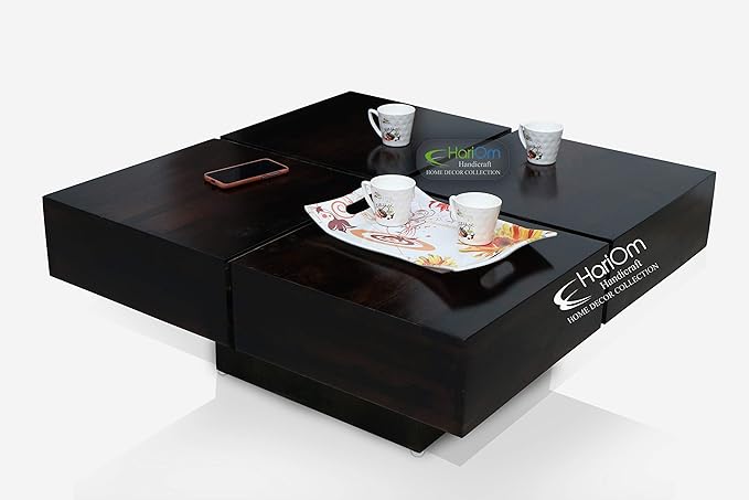 KendalWood Furniture Rectangle Sheesham Wood Pre Assemble Coffee Table for Living Room | Wooden Center Table (Rectangle Center Table, Dark Walnut Finish)