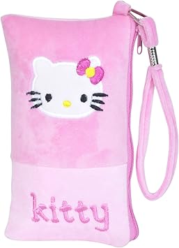 Chords Hello Kitty Mobile Pouch in Soft Toy Pencil Pouch for Girls with Handle