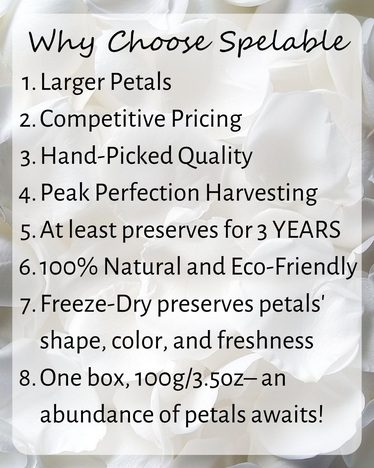 3.5oz REAL Rose Petals, Pearl White Freeze-Dried Petals Biodegradabel Wedding Natural Confetti, Perfectly Preserved Flower Petals for Table Decorations 100g