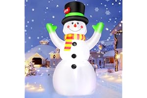 OMDEKOR 7FT Christmas Inflatables Snowman Outdoor Yard Decorations, Giant Blow Up Snow Man Wear Magic Hat with Built-in Bright LED Lights for Garden Patio Lawn Indoor Party Xmas Decor