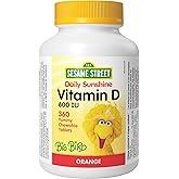 Sesame Street Daily Sunshine Vitamin D3 Kids Chewable, 360 Chewable Tablets, 600 IU of Vitamin D Per Tablet, For Children Age