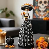 Newman House Studio Halloween Decorations - Mexico Catrina Skeleton Lady | Resin Catrina Skeleton with Skull Dress and Top Hat Halloween Decoration Home Indoor Office Desk Decor 5.5 * 5.5 * 12.25 Inch